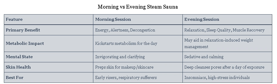 Morning vs Evening Steam Sauna
