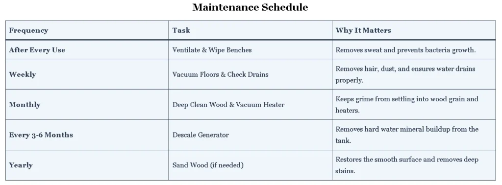 Maintenance Schedule: How Often to Steam Sauna (And Clean It)?