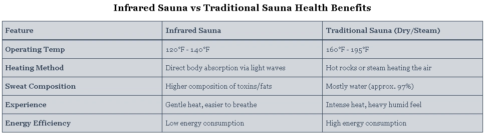Infrared Sauna vs Traditional Sauna Health Benefits