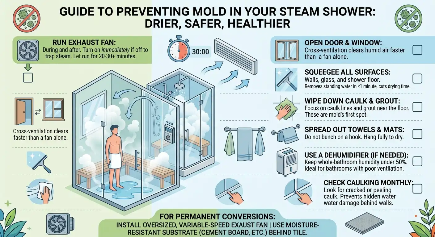How to Prevent Mold After Turning Your Shower Into a Steam Room