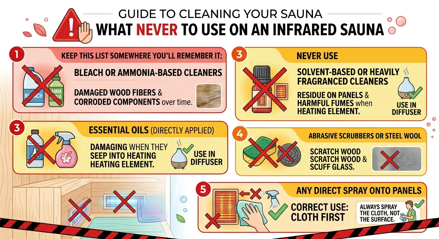 What Never to Use on an Infrared Sauna