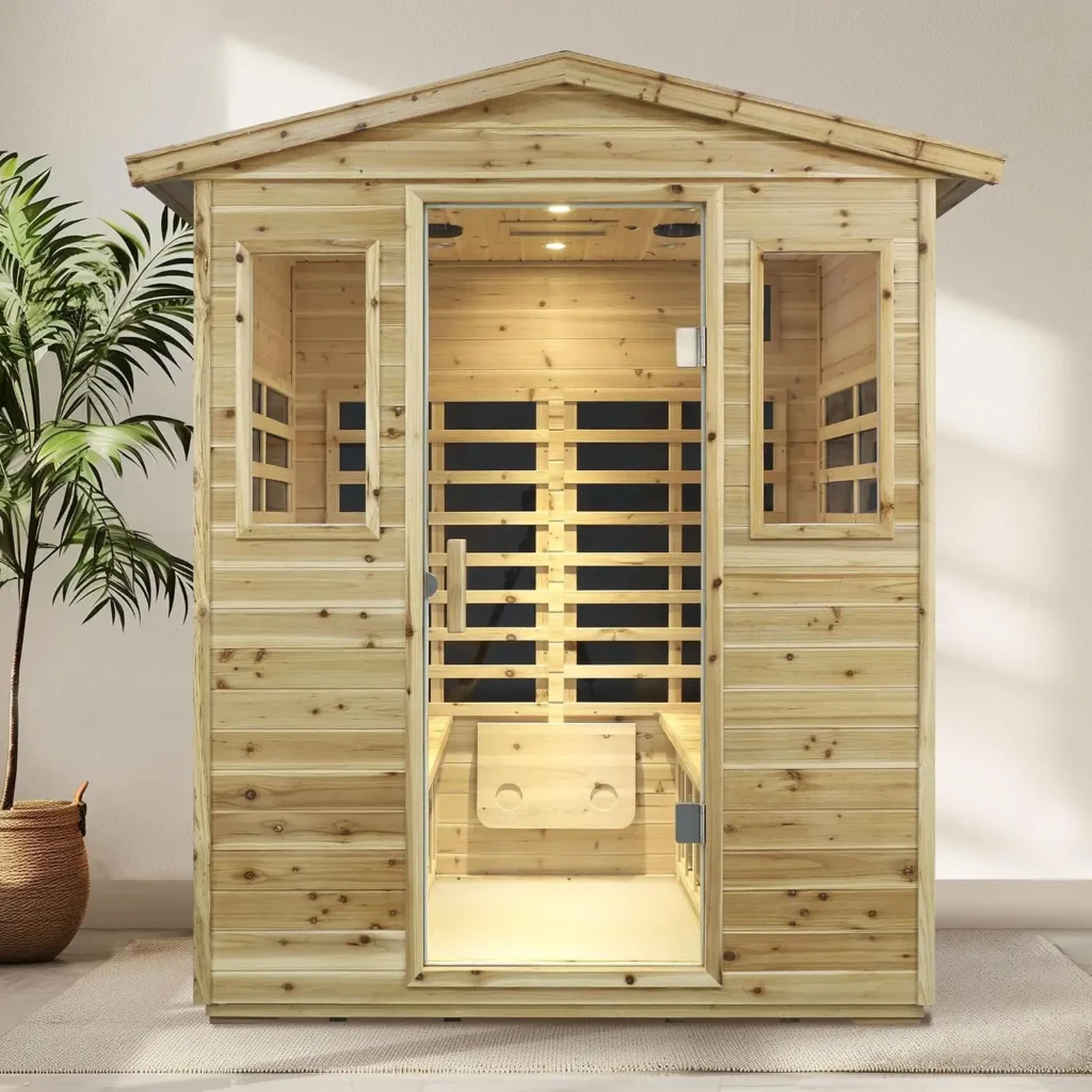 4 Person Outdoor Infrared Sauna with Red Light Therapy