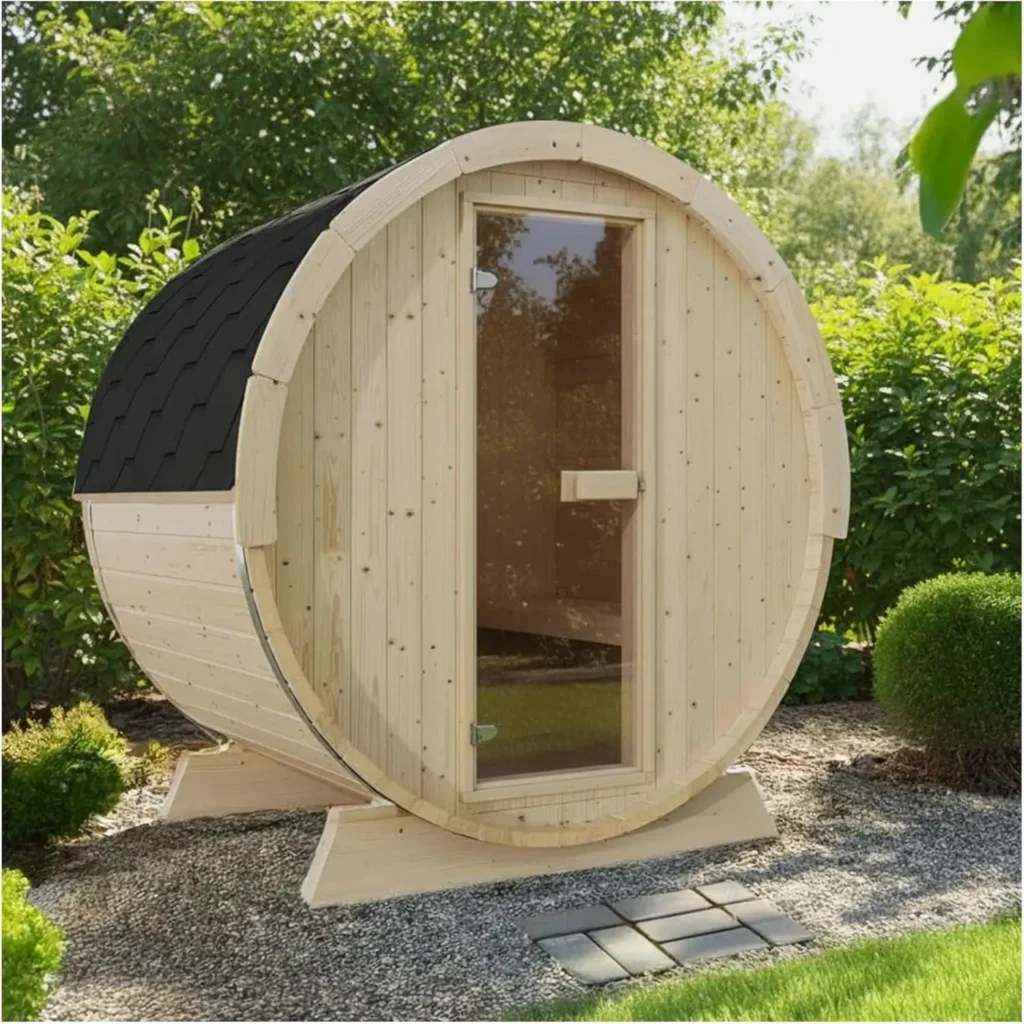 Barrel 2 Person Outdoor Steam Sauna with Waterproof Tarp