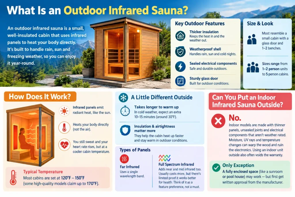 What Is an Outdoor Infrared Sauna?
How Does an Outdoor Infrared Sauna Work?
Can You Put an Indoor Infrared Sauna Outside?