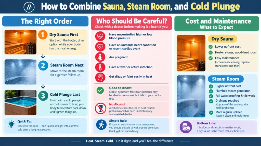 How to Combine Sauna, Steam Room, and Cold Plunge