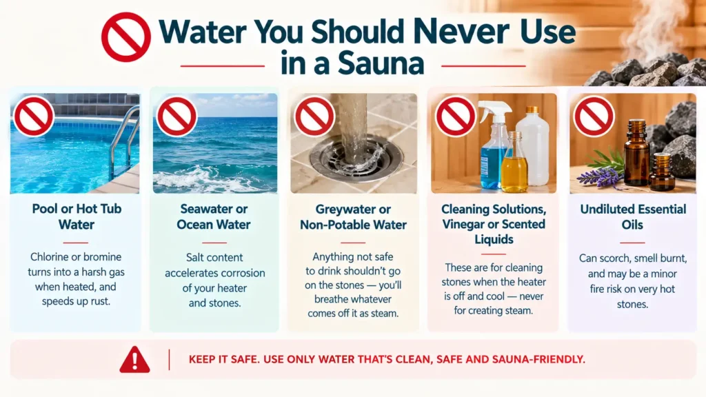 Water You Should Never Use in a Sauna