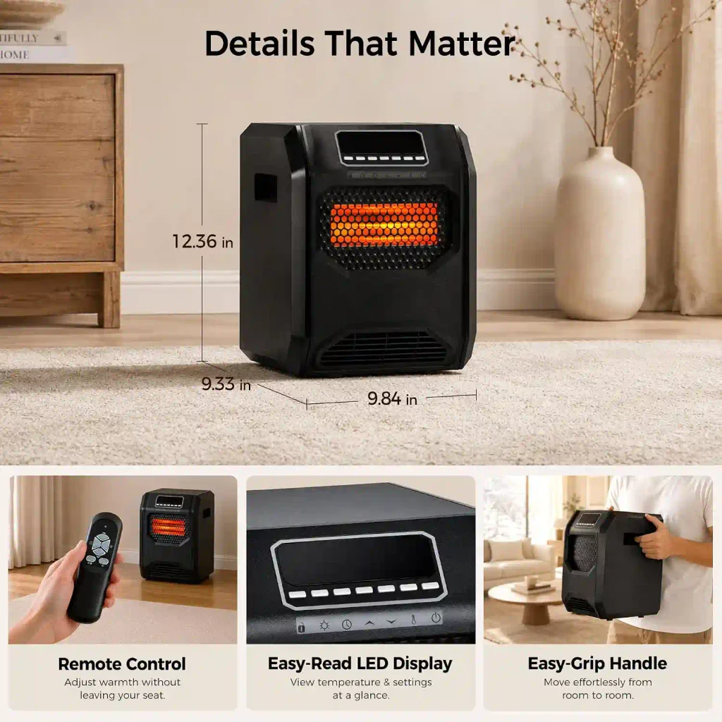 1500W Infrared Space Heater for Indoor Use