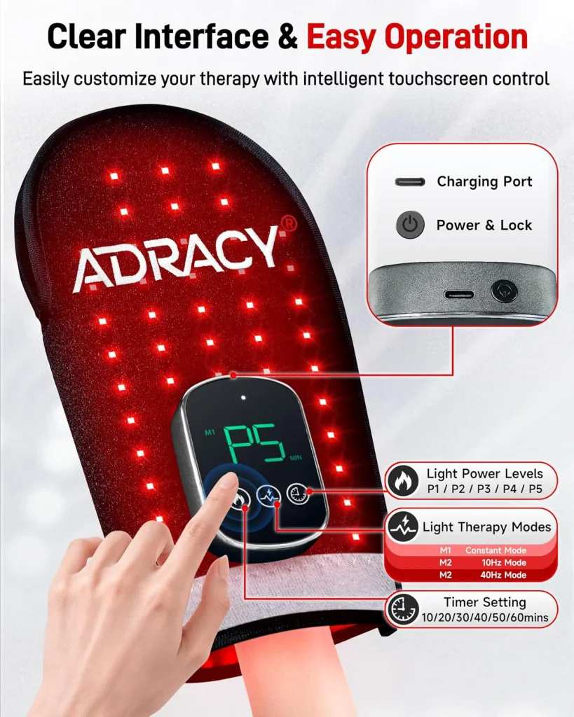Cordless Red Light Therapy Gloves for Hands