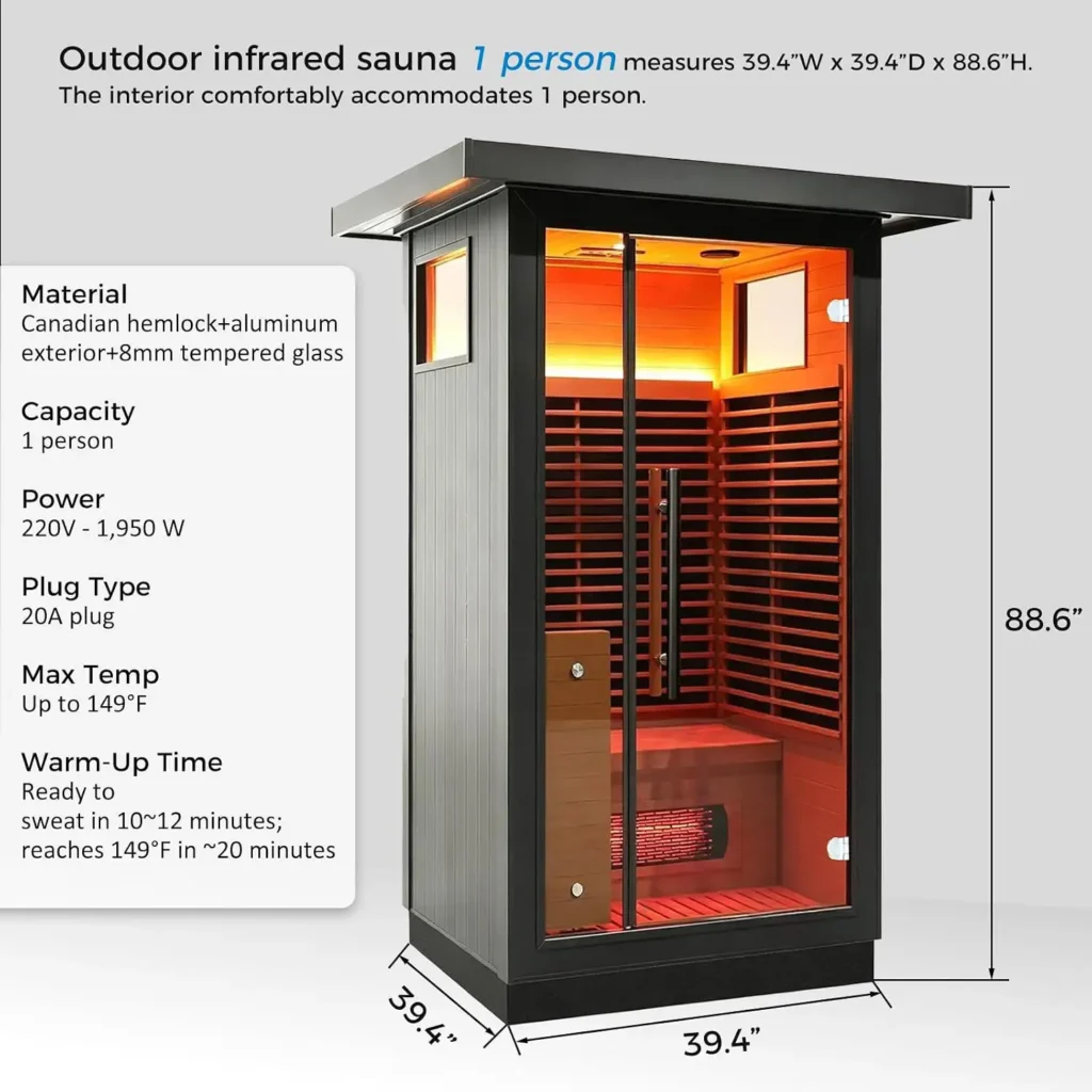 Outdoor Infrared Sauna 1-Person
