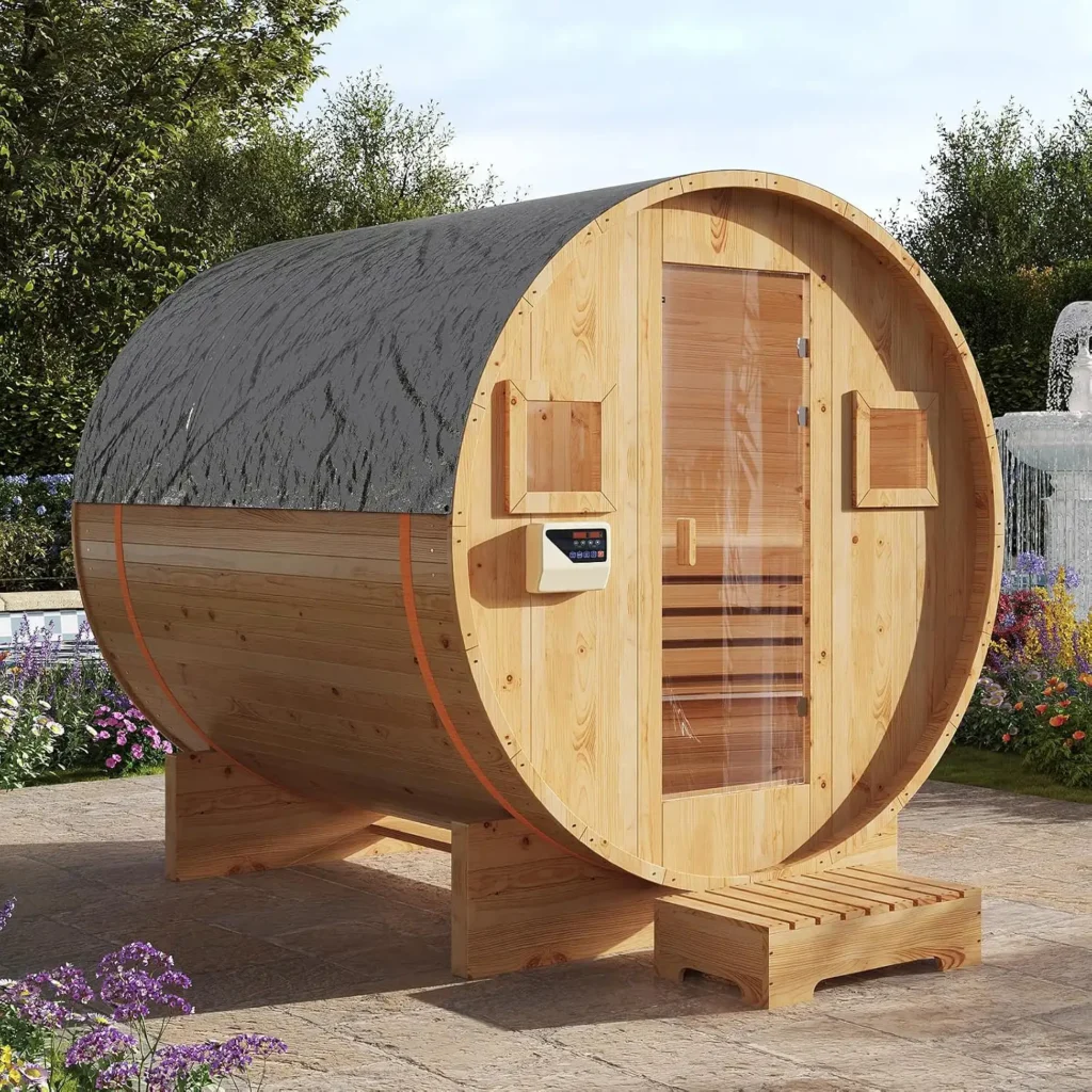 Outdoor Traditional Barrel 4-6 Person Wood Sauna