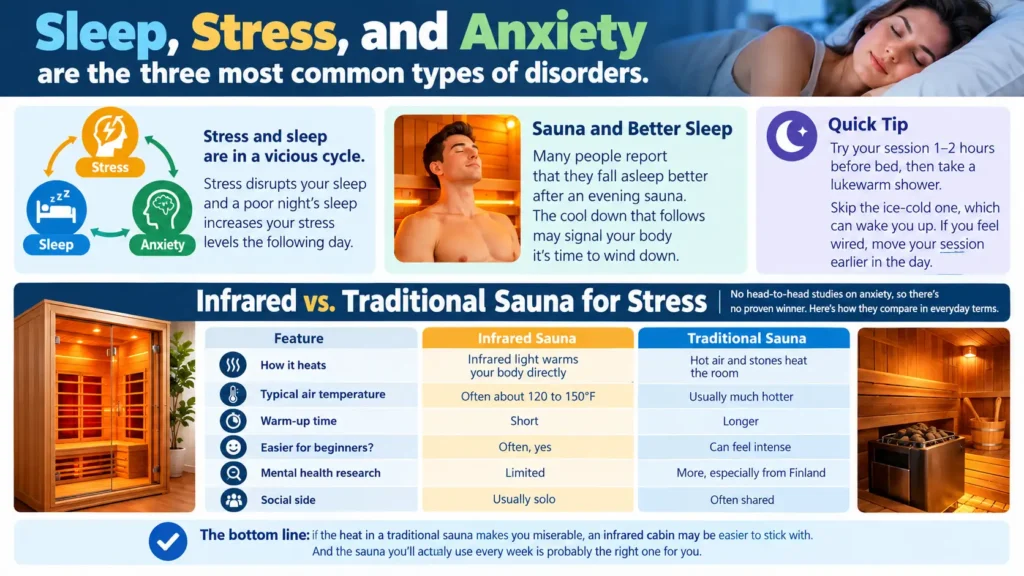 Sleep, Stress, and Anxiety are the three most common types of disorders