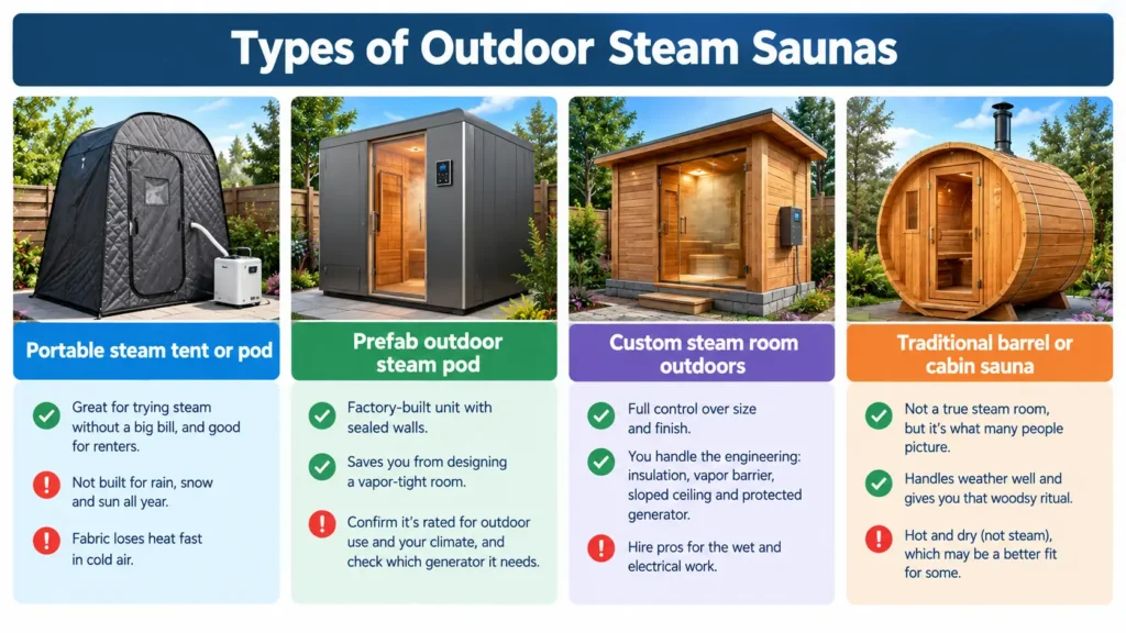 Types of Outdoor Steam Saunas