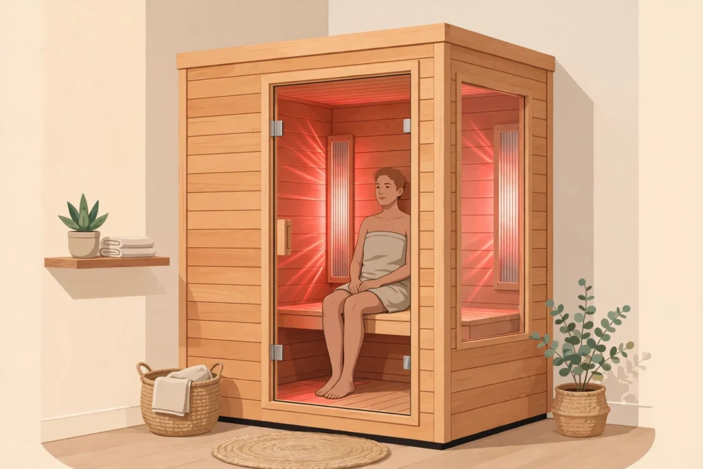Compact wooden infrared sauna cabin for home use, sauna blanket vs infrared sauna cabin comparison