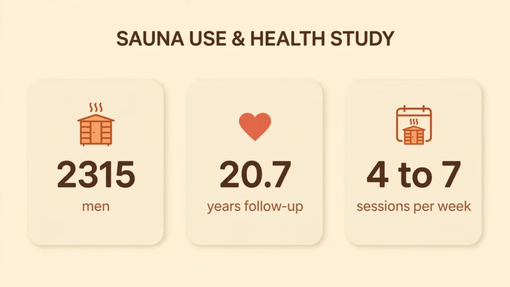Sauna for longevity: Finnish sauna study at a glance — 2,315 men, 20.7 years of follow-up, 4 to 7 sessions per week