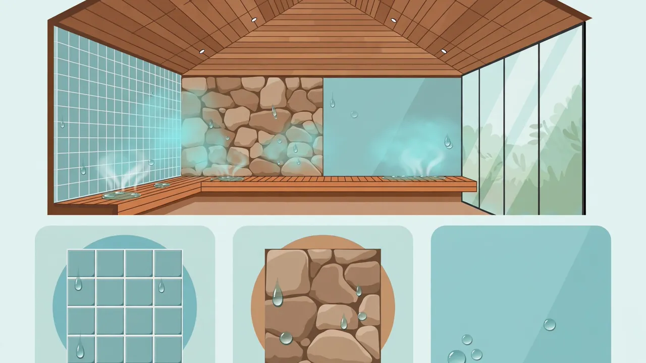 How steam room materials like tile, stone and acrylic affect steam generator size